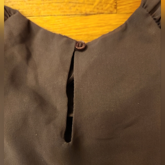 Apt. 9 Dark Gray Pleated Ruffleneck Sleeveless Lined Blouse Women's Size L - Picture 9 of 13